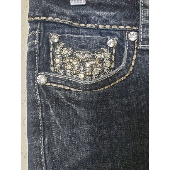 Women's Jeans Size 5  Rhinestone Low Rise Straight Leg Denim Jeans - Picture 4 of 8